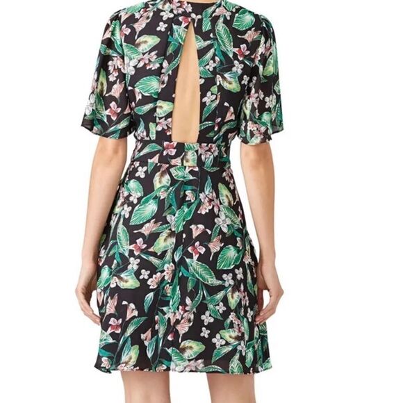Adelyn Rae Botanical Palm Leaf Floral Open Back Wrap Dress Size Small - Picture 4 of 13